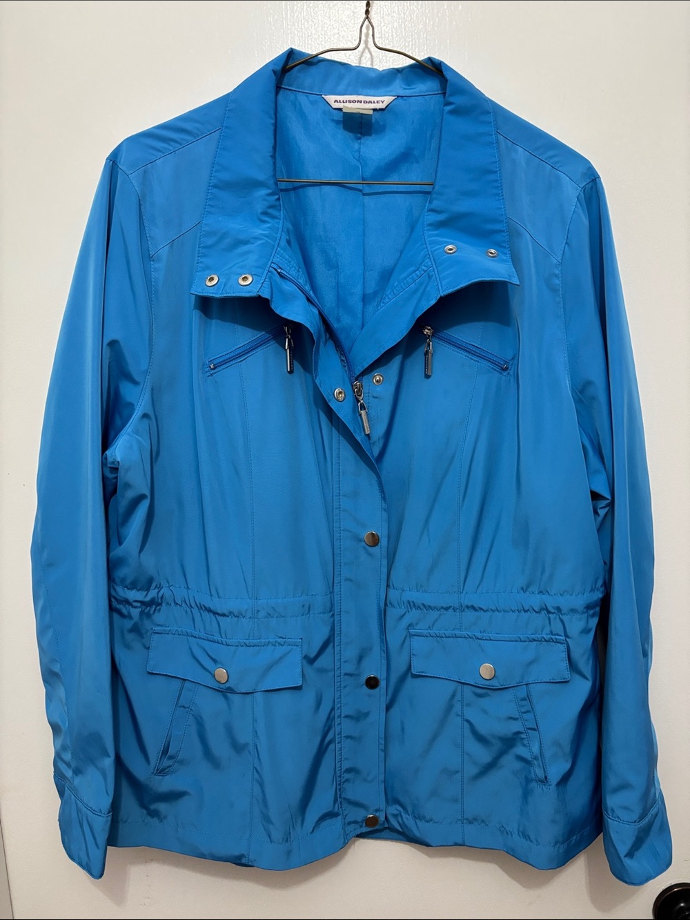 Allison Daley Bright Blue Utility Jacket with Zip & Snap Front Sz 14